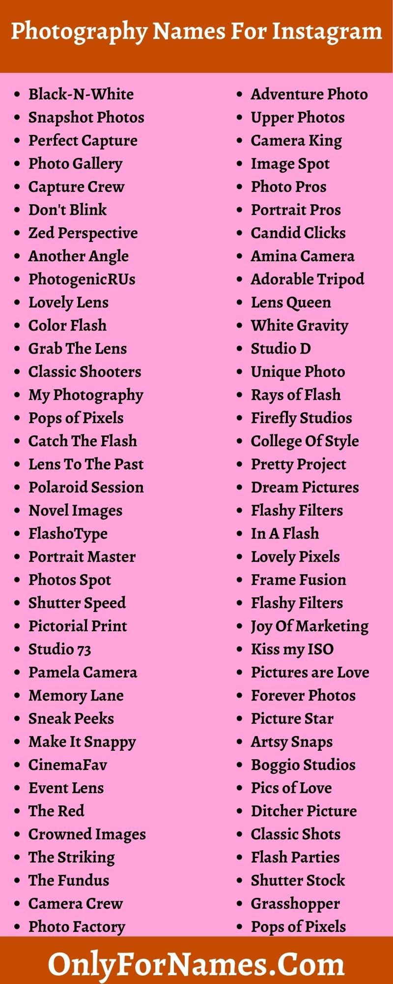Photography Names For Instagram
